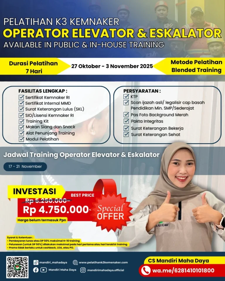 Pelatihan Operator Elevator dan Eskalator 1 Operator Elevator Dan Eskalator