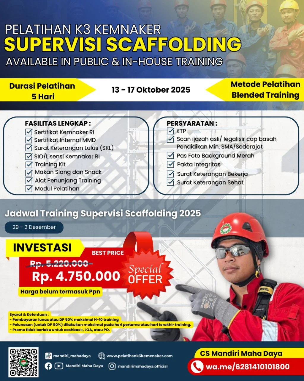 Pelatihan Scaffolding Sertifikasi Kemnaker 1 Supervisi Scaffolding