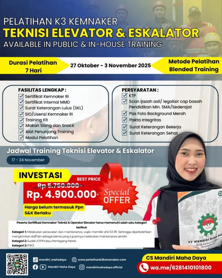 Pelatihan Operator Elevator dan Eskalator 2 Teknisi Elevator Dan Eskalator