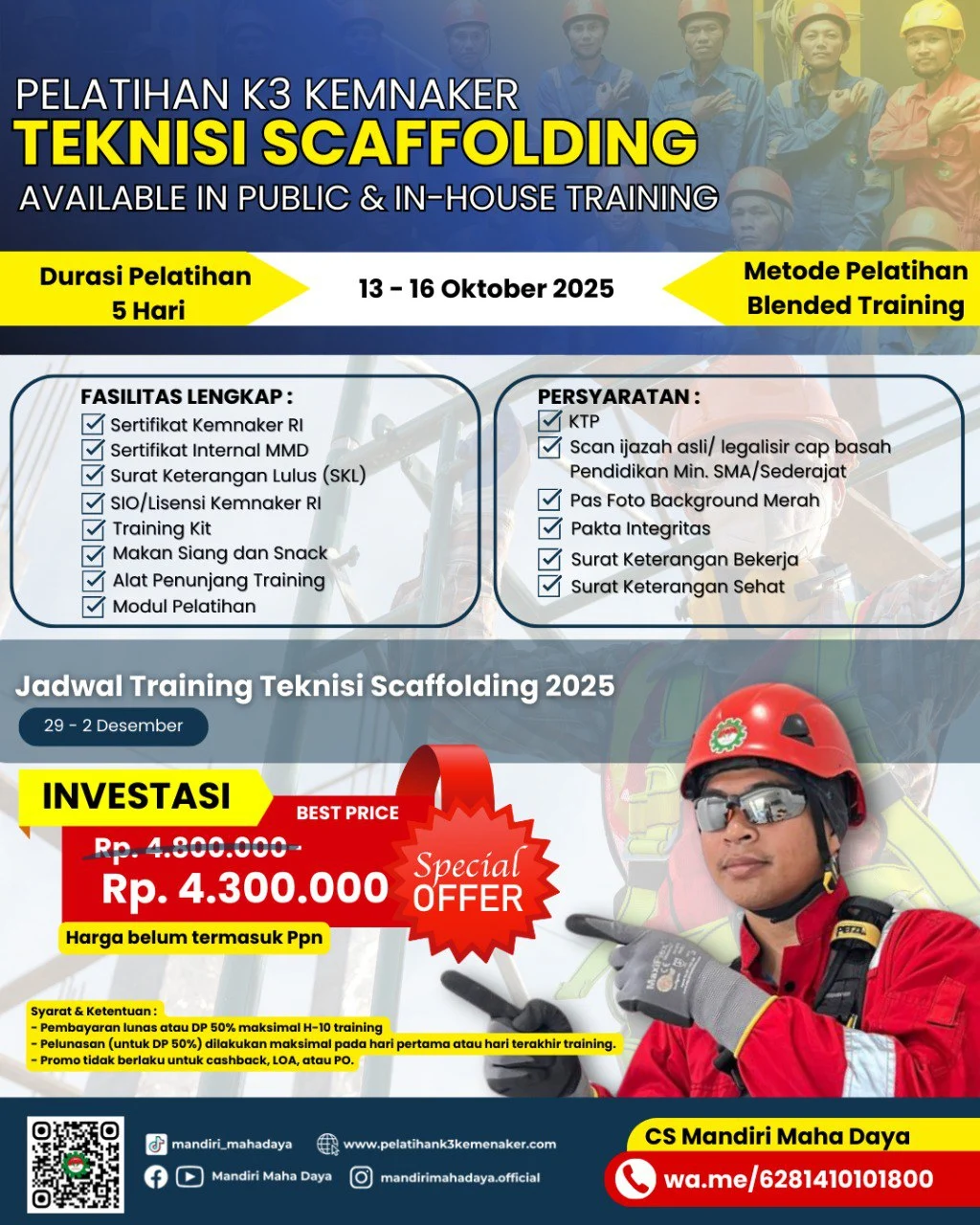 Pelatihan Scaffolding Sertifikasi Kemnaker 2 Teknisi Scaffolding