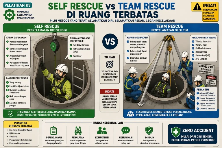 Self Rescue vs Team Rescue di Ruang Terbatas