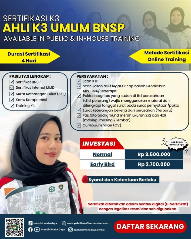 Pelatihan Ahli K3 Umum BNSP