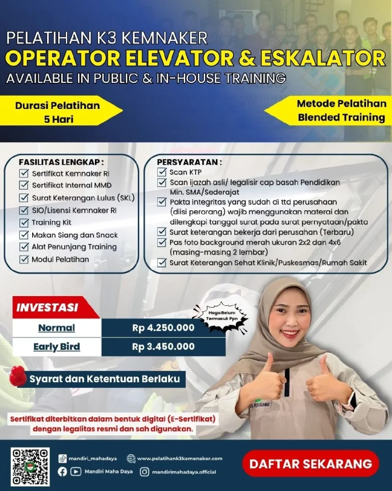 Pelatihan K3 Operator Elevator Dan Eskalator