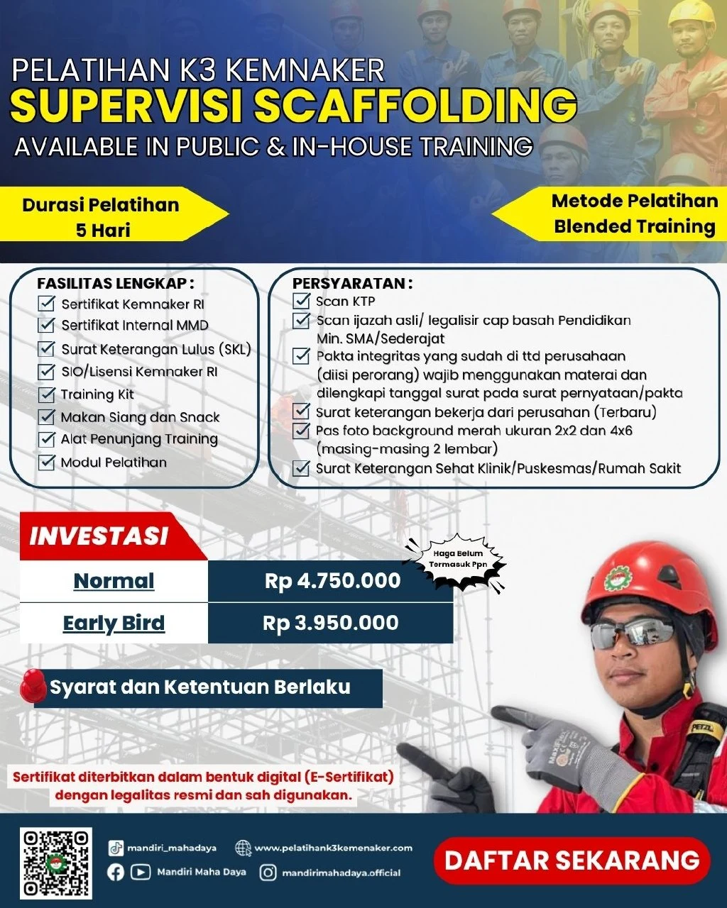 Pelatihan K3 Supervisi Scaffolding