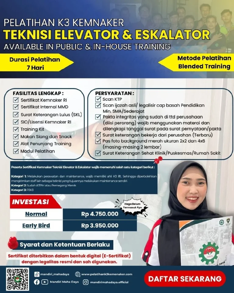 Pelatihan K3 Teknisi Elevator Dan Eskalator