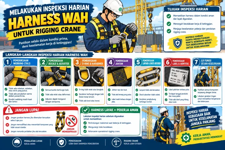 Melakukan Inspeksi Harian Harness WAH untuk Rigging Crane